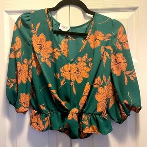 Green and brownish/tan Sienna Sky blouse from Marshalls.